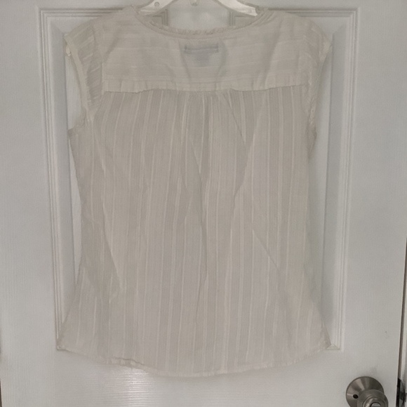 Natural Reflections White Embroidered Cap Sleeve Button Down Shirt S PRE-OWNED - Picture 8 of 10